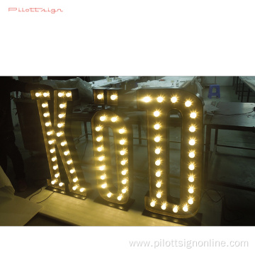 Custom stainless steel letters bulb front illuminated sign